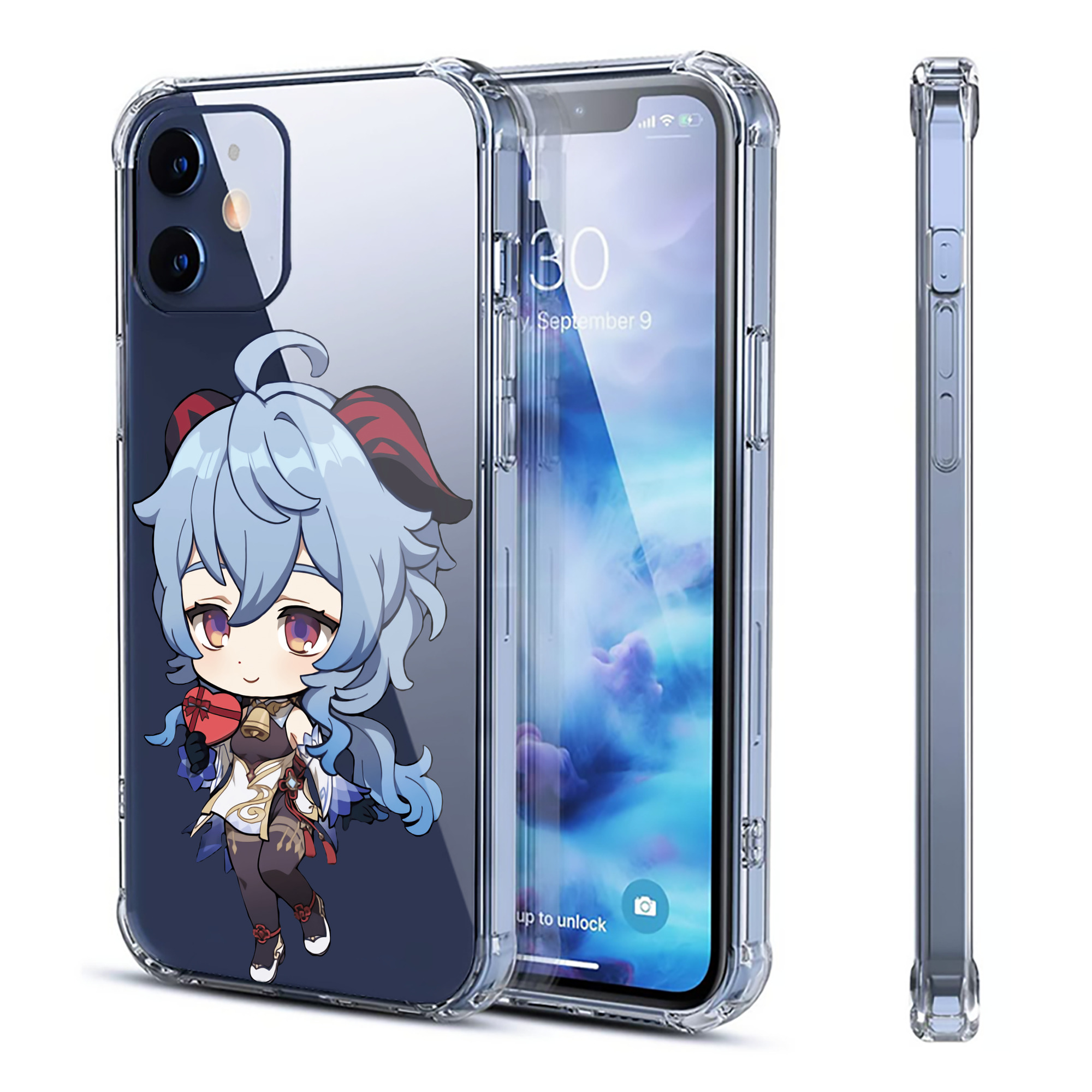 げんし神 甘雨 かんう genshin Ganyu 【iPhone 12シリーズ対応】透明スマホケース（クリアソフトケース）